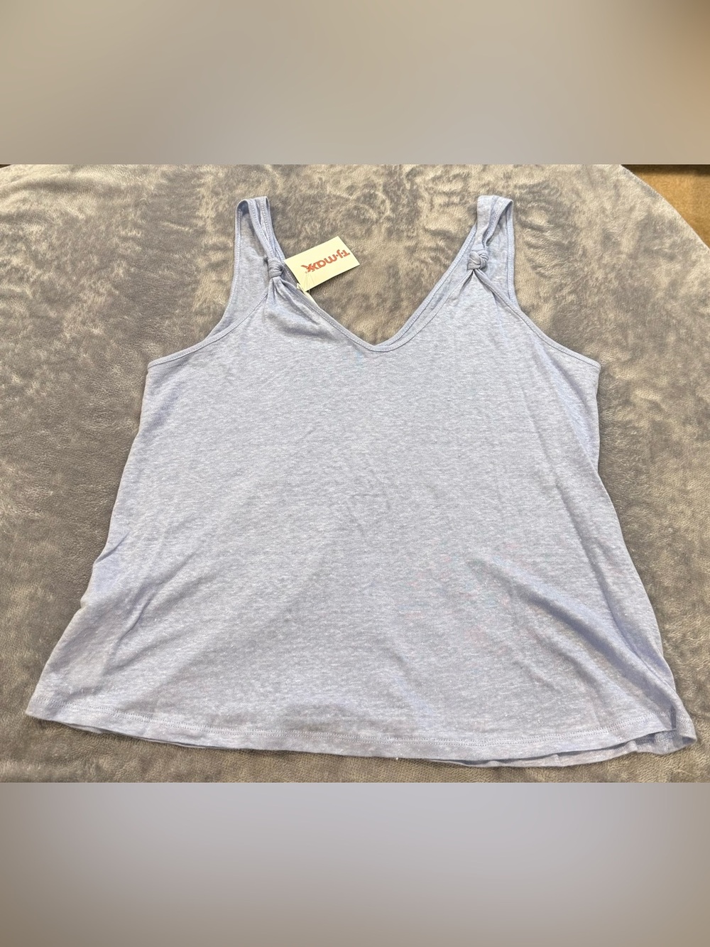 MANGO (MNG) Women's Light Blue Knot-Shoulder Tank Top - Medium - NWT